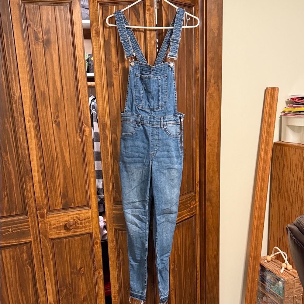 Divided Light- Blue Denim Skinny Jean Overalls